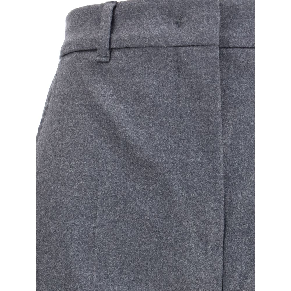 Max Mara Gray Fleece Wool Casual Pants