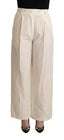 Jucca Off White Cotton High Waist Straight Women Trouser