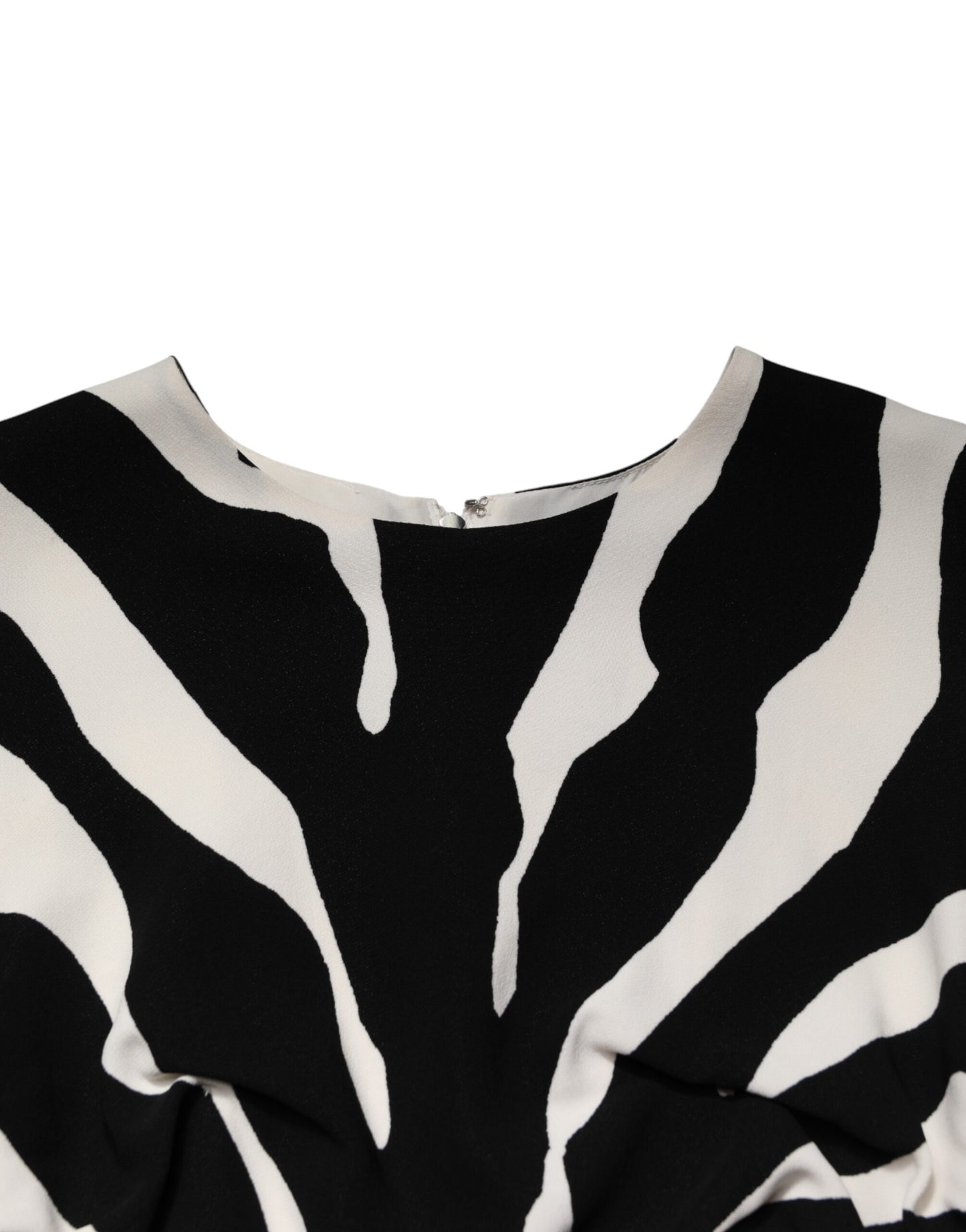 Dolce & Gabbana Black White Zebra Viscose Sheath Midi Dress