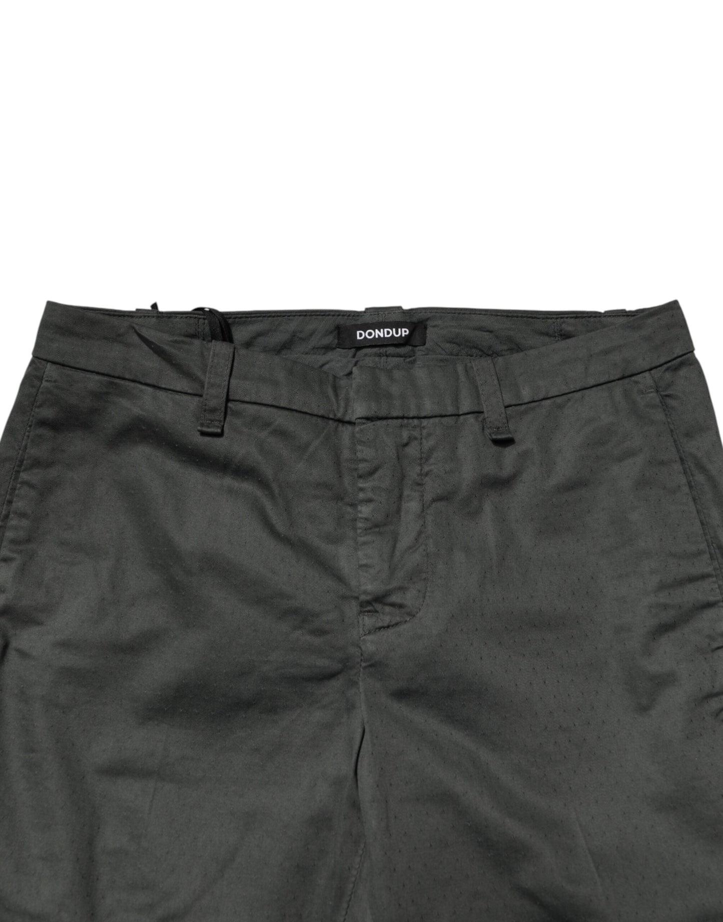 Dondup Dark Gray Cotton Mid Waist Skinny Men Chino Trouser Pants