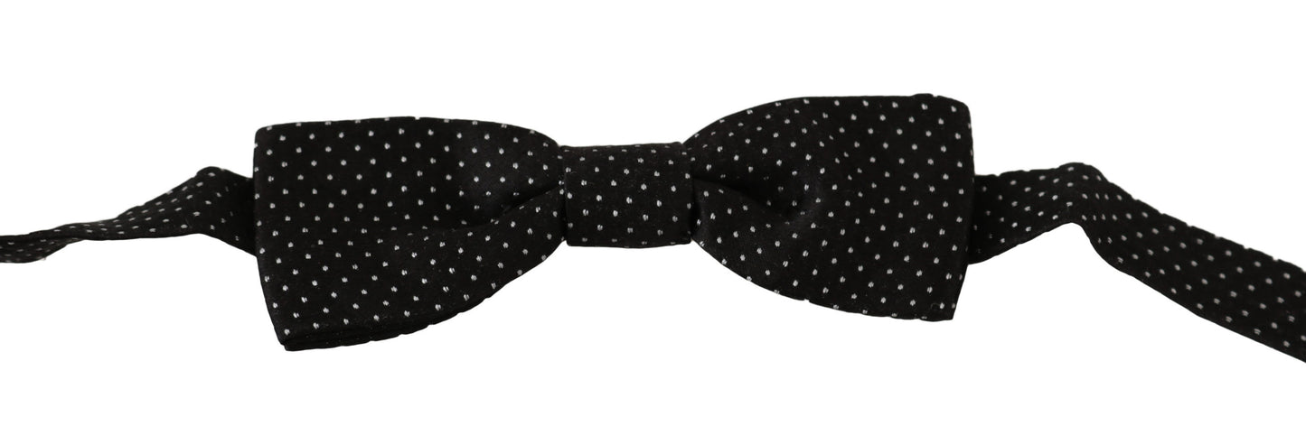 Dolce & Gabbana Elegant Black Polka Dot Silk Bow Tie - KALAJ