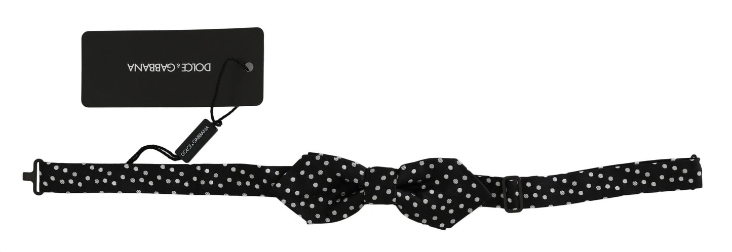 Dolce & Gabbana Elegant Black Polka Dot Silk Bow Tie - KALAJ