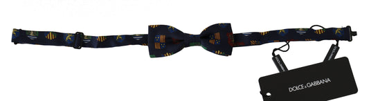 Dolce & Gabbana Exquisite Silk Bow Tie in Blue Flags Print - KALAJ