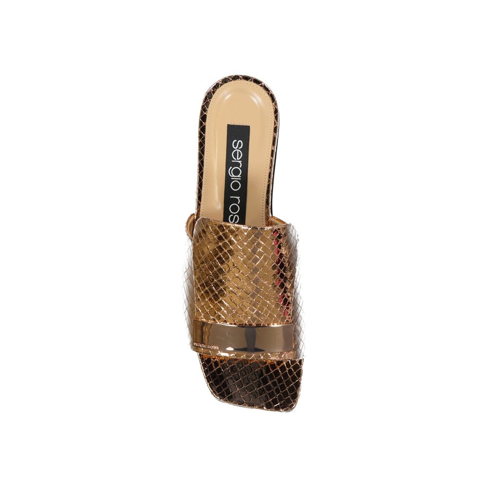 Sergio Rossi Rose Gold Calfskin Flat Sandals