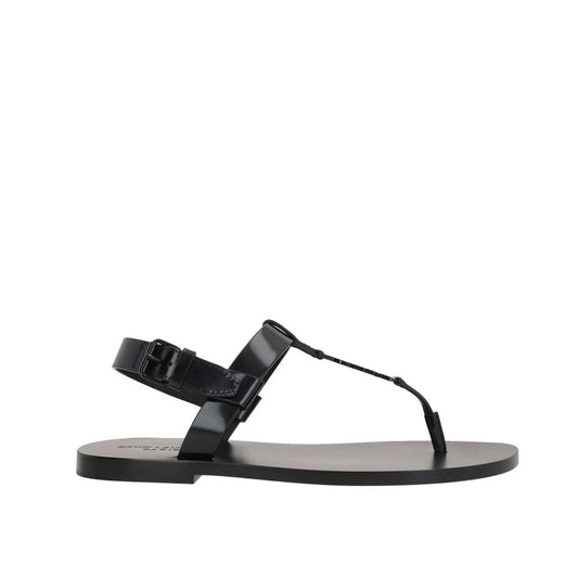 Saint Laurent Black Calfskin Strap-On Sandals