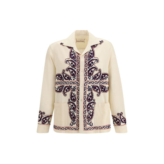 Baziszt Cream Silk Pattern Shirt