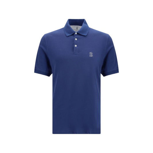 Brunello Cucinelli Blue Cotton Polo Shirt