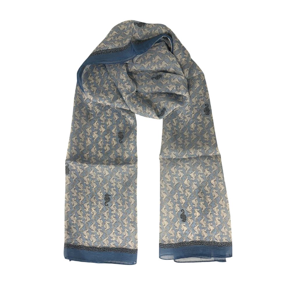 Borbonese Blue Silk Women Scarf