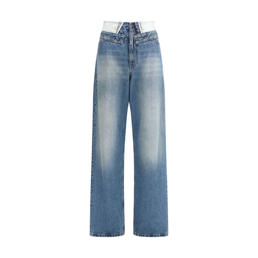 MM6 Light Blue Cotton Straight-Leg Jeans