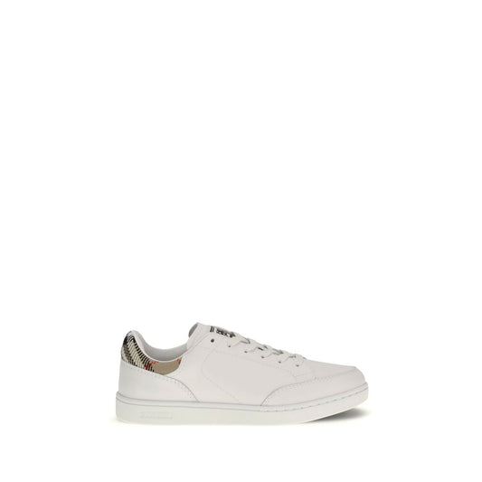 Burberry White Calf Leather Bos Taurus Low Top Sneakers