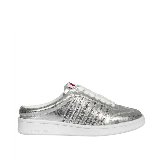 Dsquared² Silver Calfskin Low Top Sneakers