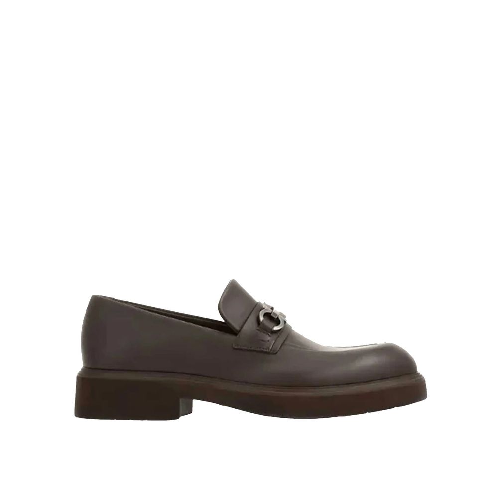 Salvatore Ferragamo Brown Calfskin Platform Loafers