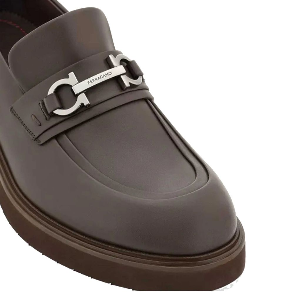 Salvatore Ferragamo Brown Calfskin Platform Loafers