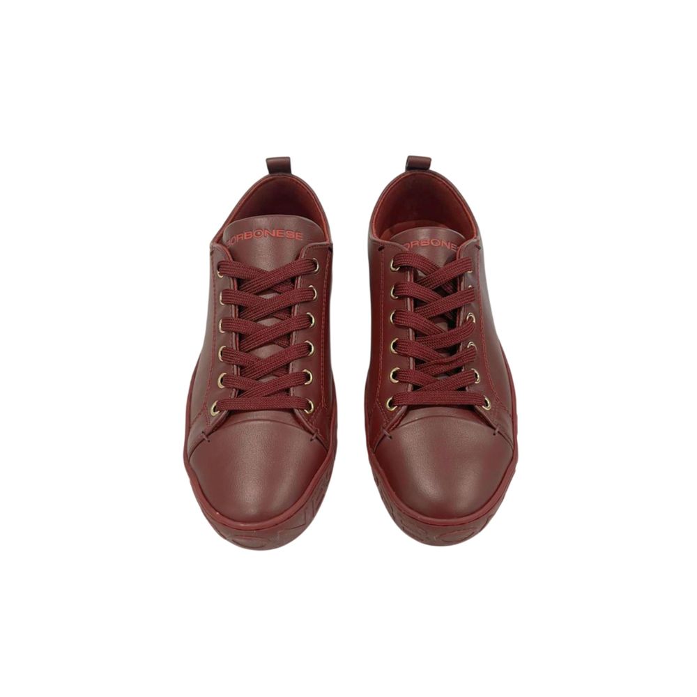 Borbonese Red Leather Women Sneaker with Platform Sole