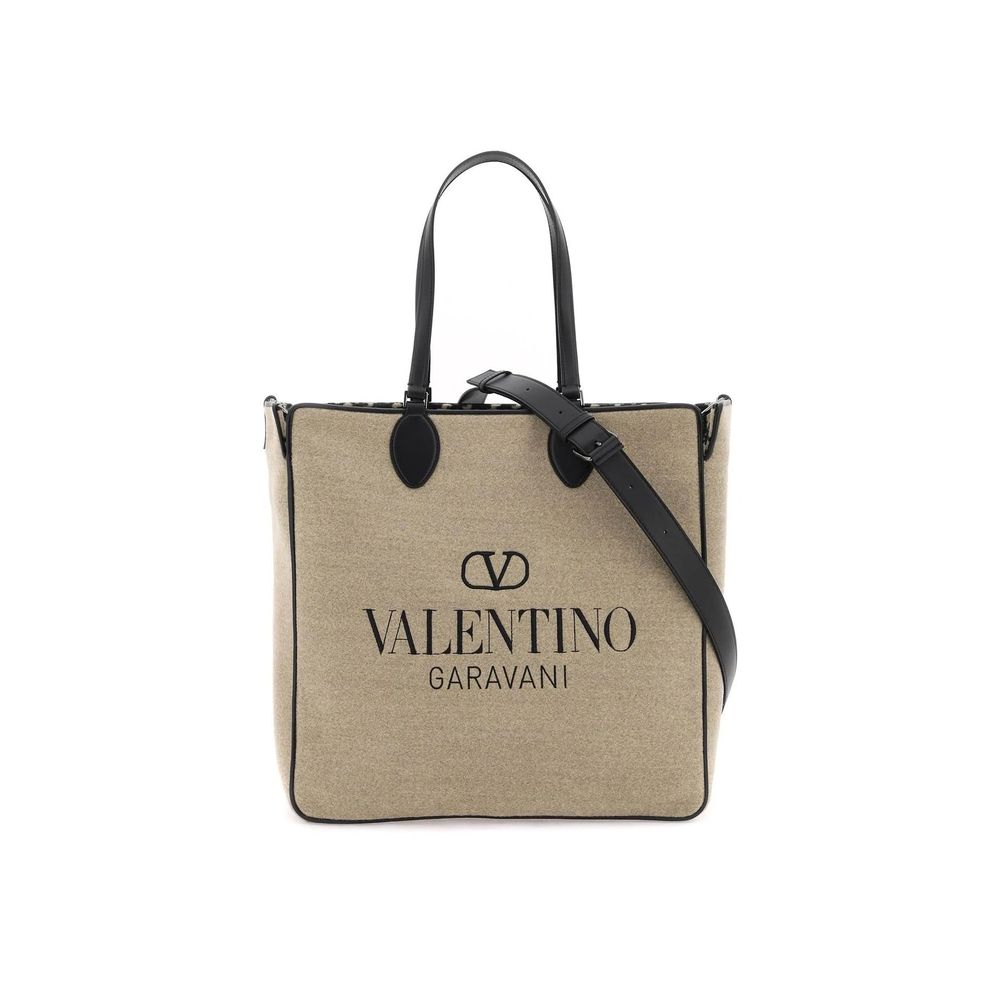 Valentino Garavani Beige Wool Tote Bag