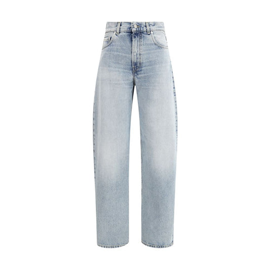 Haikure Light Blue Cotton Relaxed Fit Jeans