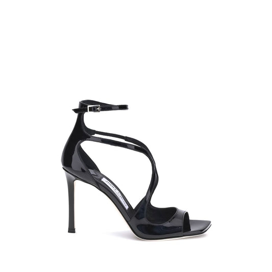 Jimmy Choo Black Calf Leather Bos Taurus Stiletto Heel Sandals
