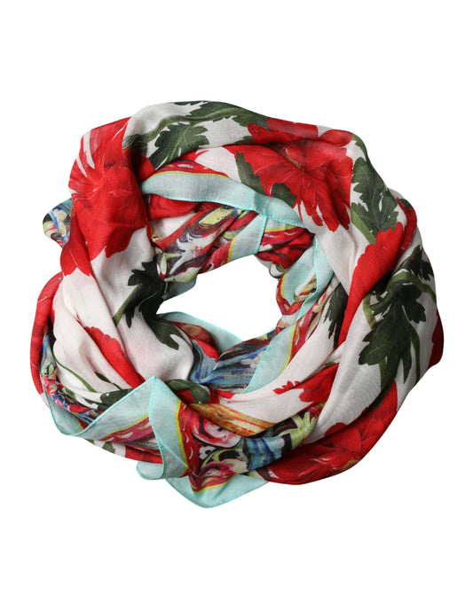 Dolce & Gabbana Multicolor Floral Print Wrap Shawl 196cm x 132cm Scarf
