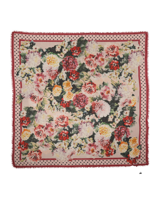 Dolce & Gabbana Multicolor Floral Print Square Stole 136cm x 130cm Scarf