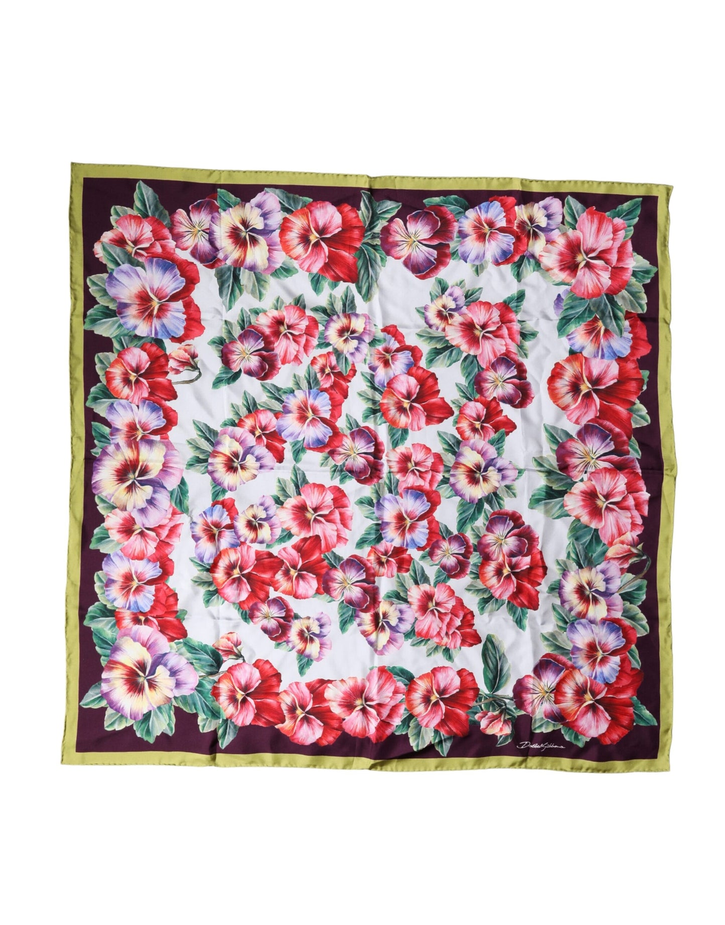 Dolce & Gabbana Multicolor Floral Silk Square Foulard 89cm x 87cm Scarf