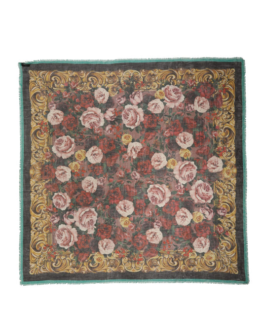 Dolce & Gabbana Multicolor Floral Cashmere Square Stole  Scarf