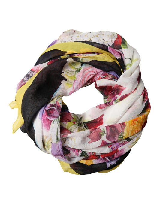 Dolce & Gabbana Multicolor Floral Print Square Stole 209cm x 127cm Scarf