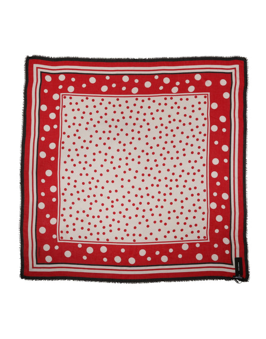 Dolce & Gabbana Red Polka Dot Print Square Stole 137cm x 134.5cm  Scarf