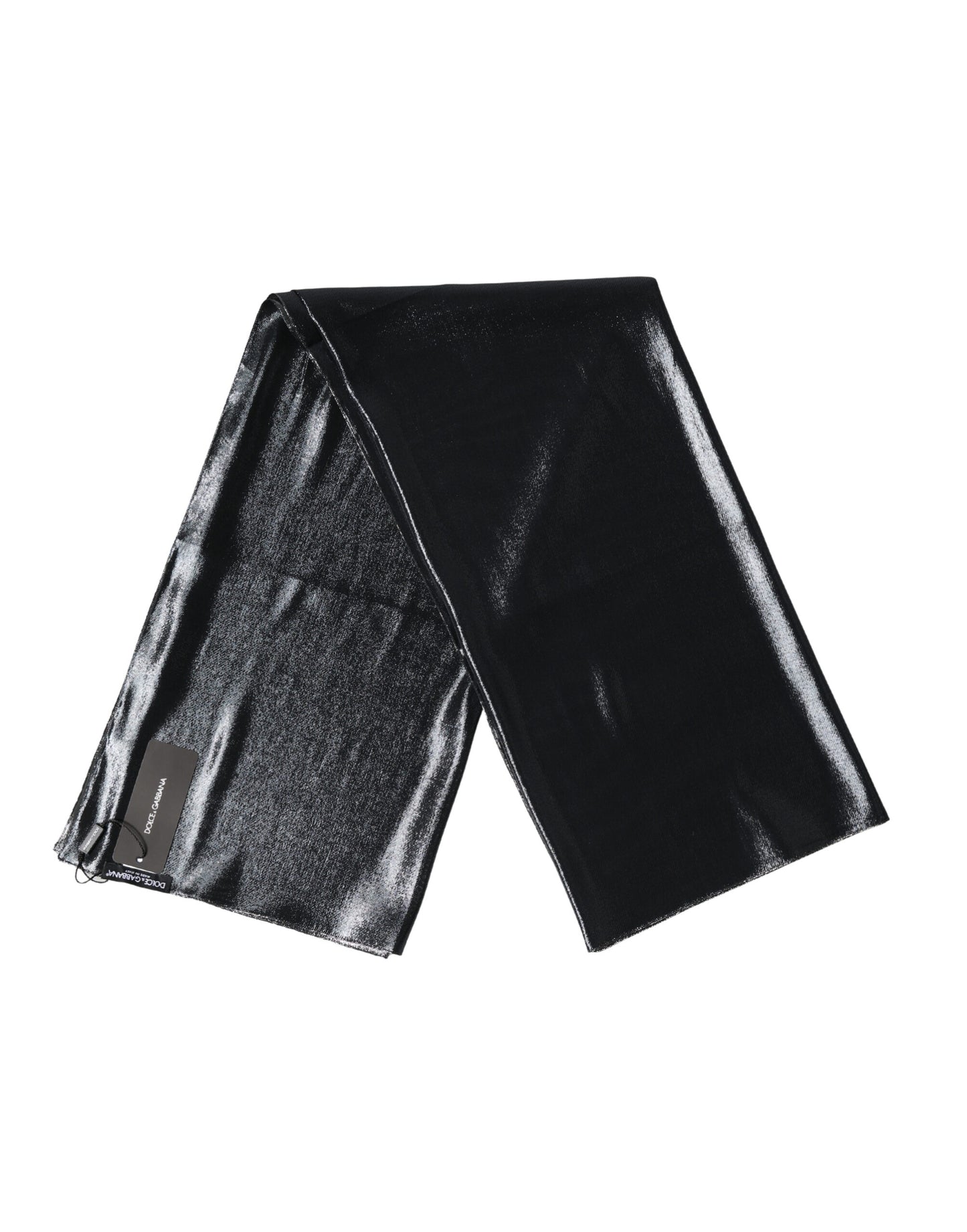 Dolce & Gabbana Black Silk Lurex Foulard Wrap Shawl 119cm x 117.5cm  Scarf