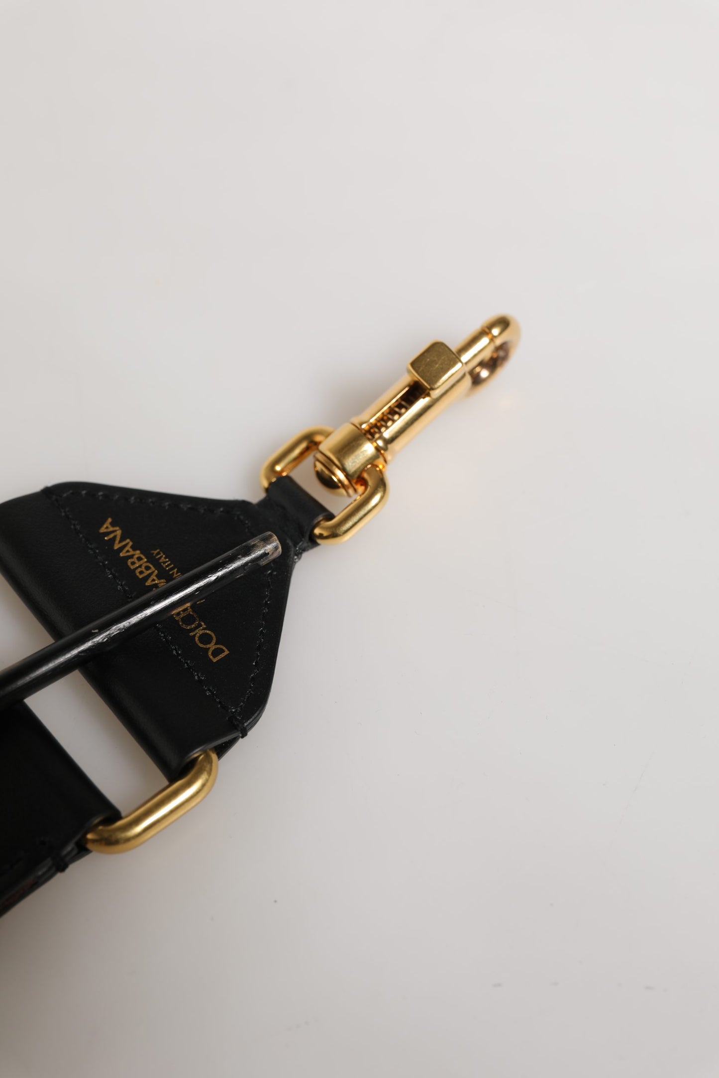 Dolce & Gabbana Beige Logo Print Gold Brass Bag Accessory Shoulder Strap