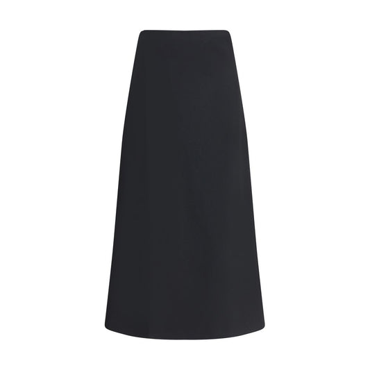 The Row Black Wool Midi Skirt