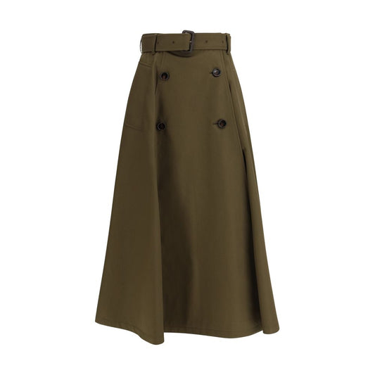 Burberry Bicolor Cotton Midi Skirt