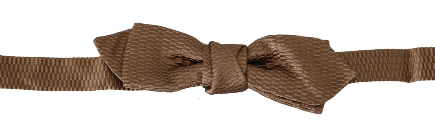 Dolce & Gabbana Elegant Brown Gold Bow Tie - KALAJ