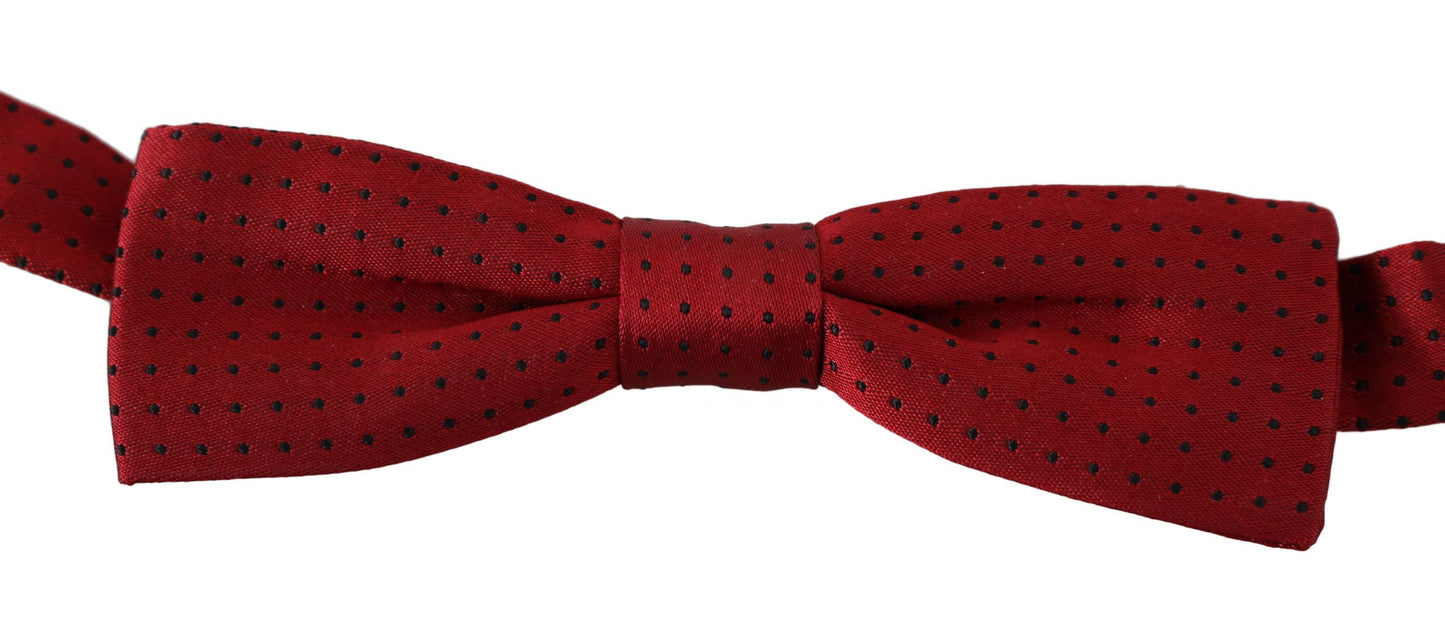 Dolce & Gabbana Elegant Red Dotted Silk Bow Tie - KALAJ