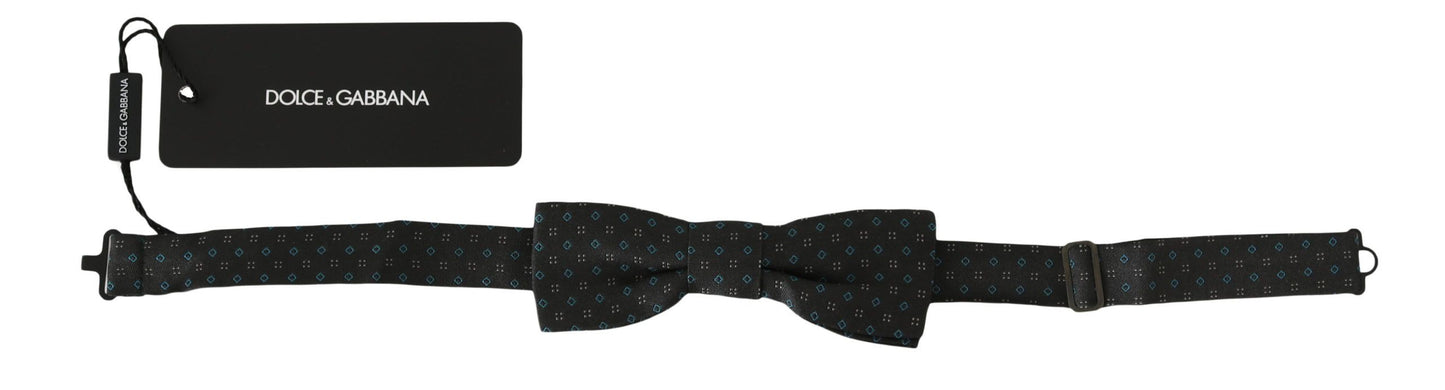 Dolce & Gabbana Elegant Gray Silk Patterned Bow Tie - KALAJ