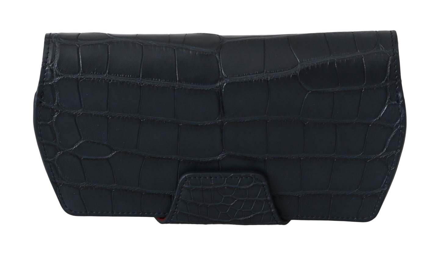 Dolce & Gabbana Elegant Blue Crocodile Leather Eyewear Pouch - KALAJ