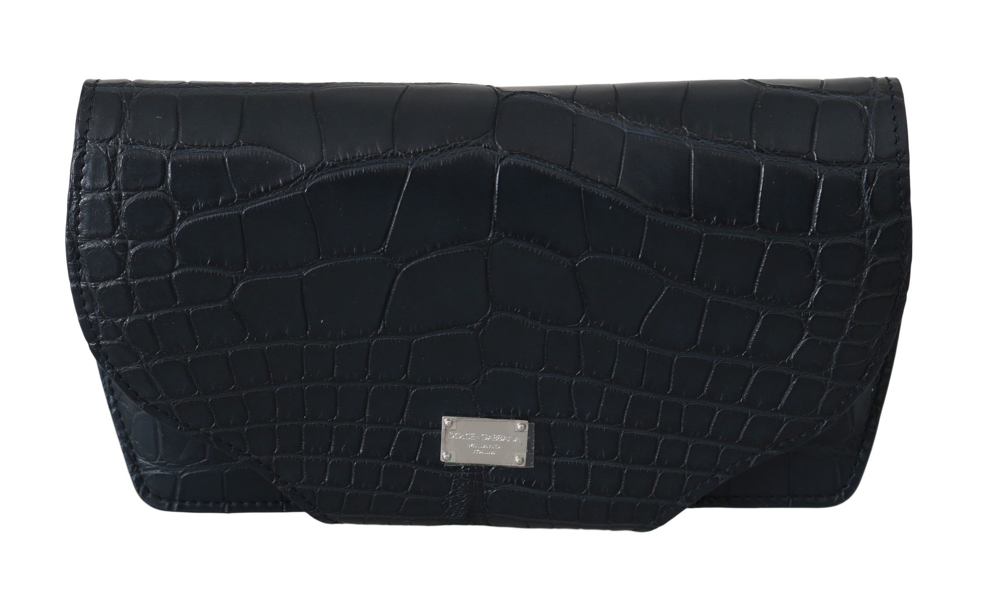 Dolce & Gabbana Elegant Blue Crocodile Leather Eyewear Pouch - KALAJ