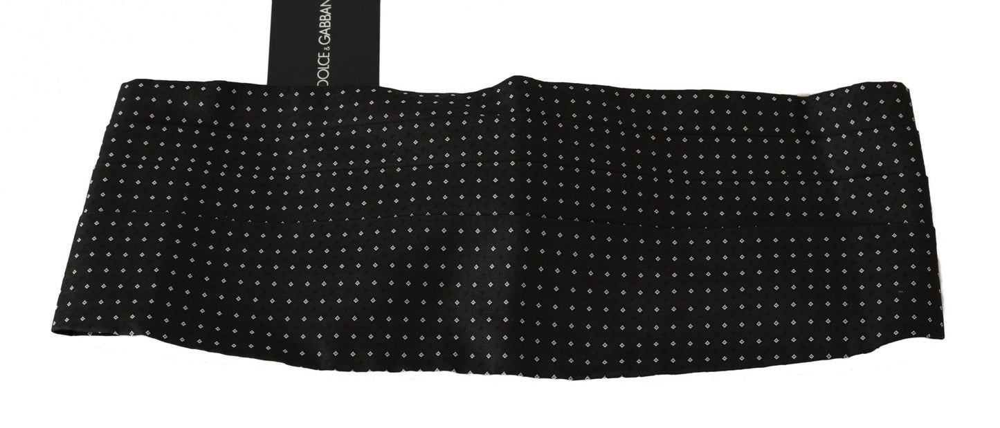 Dolce & Gabbana Elegant Black Dotted Silk Cummerbund - KALAJ