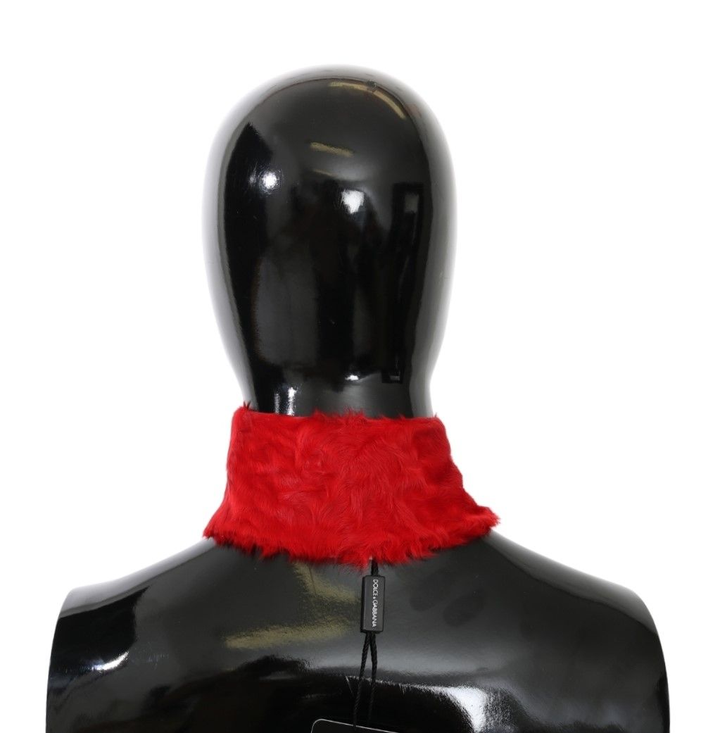 Dolce & Gabbana Elegant Red Lambskin Scarf - KALAJ