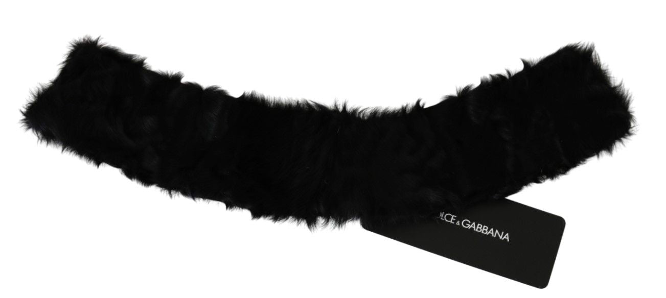 Dolce & Gabbana Elegant Black Lambskin Scarf - KALAJ