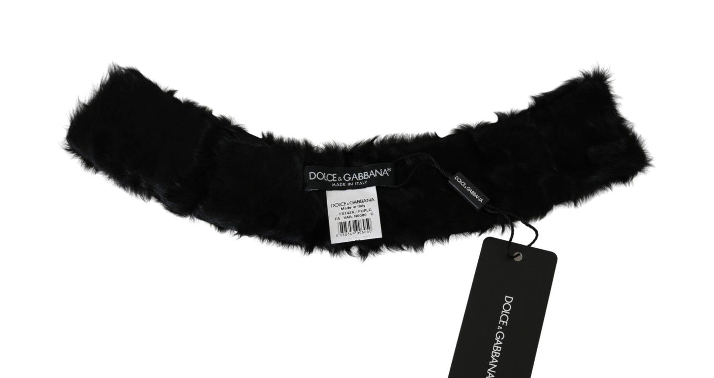 Dolce & Gabbana Elegant Black Lambskin Scarf - KALAJ