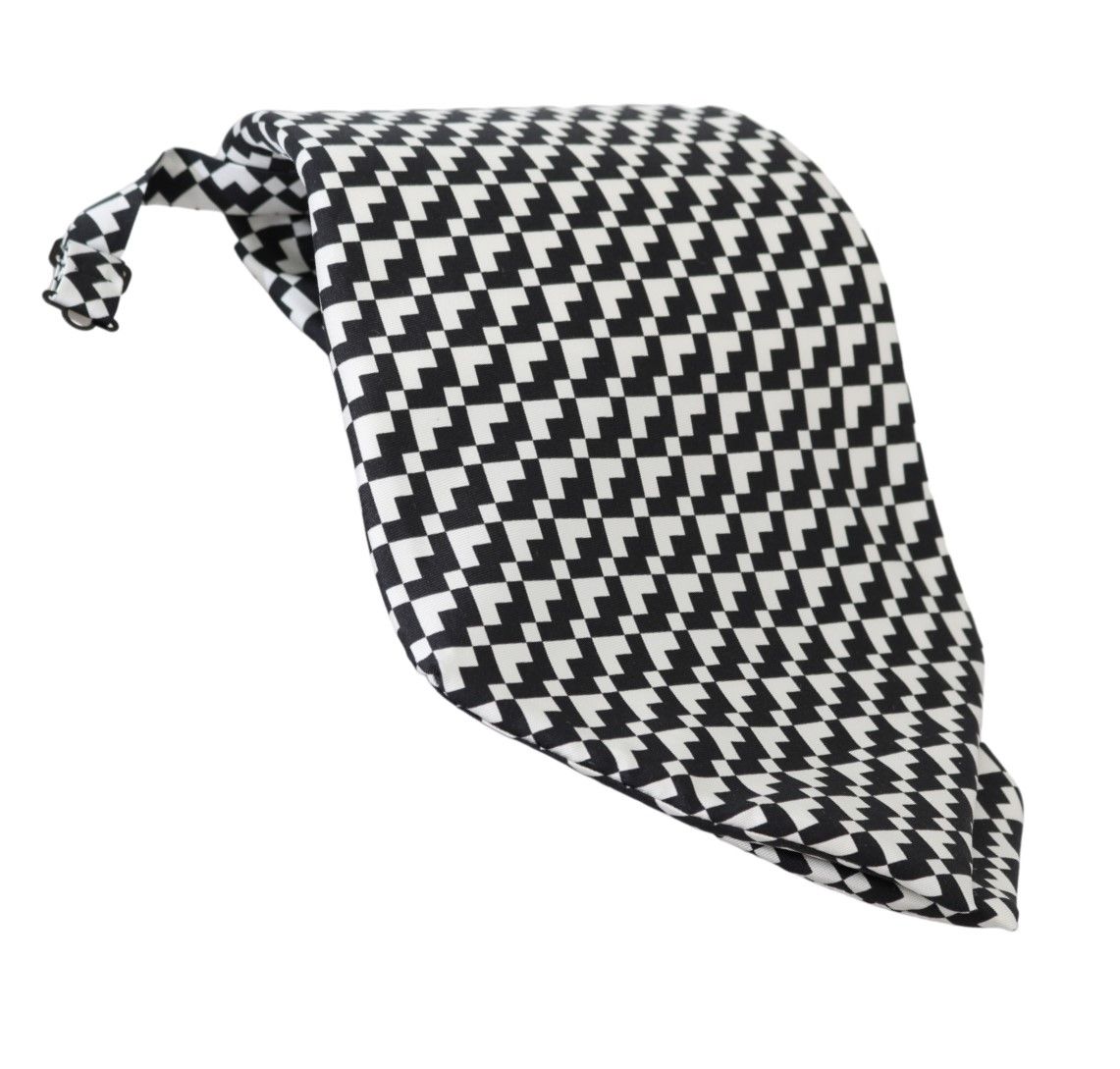 Dolce & Gabbana Elegant Black Patterned Silk Tie - KALAJ