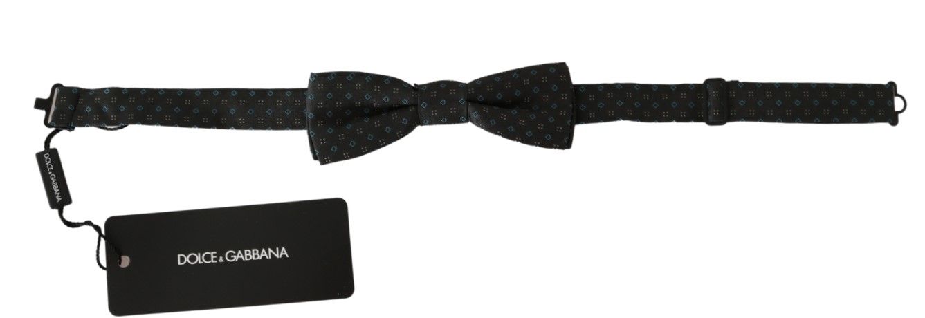 Dolce & Gabbana Elegant Silk Gray Patterned Bow Tie - KALAJ