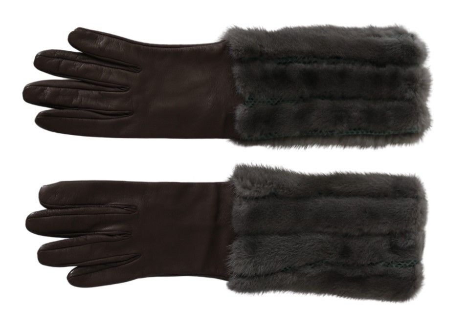 Dolce & Gabbana Elegant Mid-Arm Leather Gloves in Brown - KALAJ