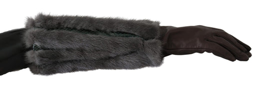 Dolce & Gabbana Elegant Mid-Arm Leather Gloves in Brown - KALAJ