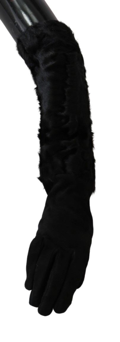 Dolce & Gabbana Elegant Elbow Length Suede Gloves - KALAJ