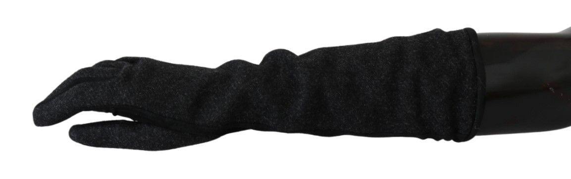 Dolce & Gabbana Elegant Mid-Length Wool Gloves in Black - KALAJ