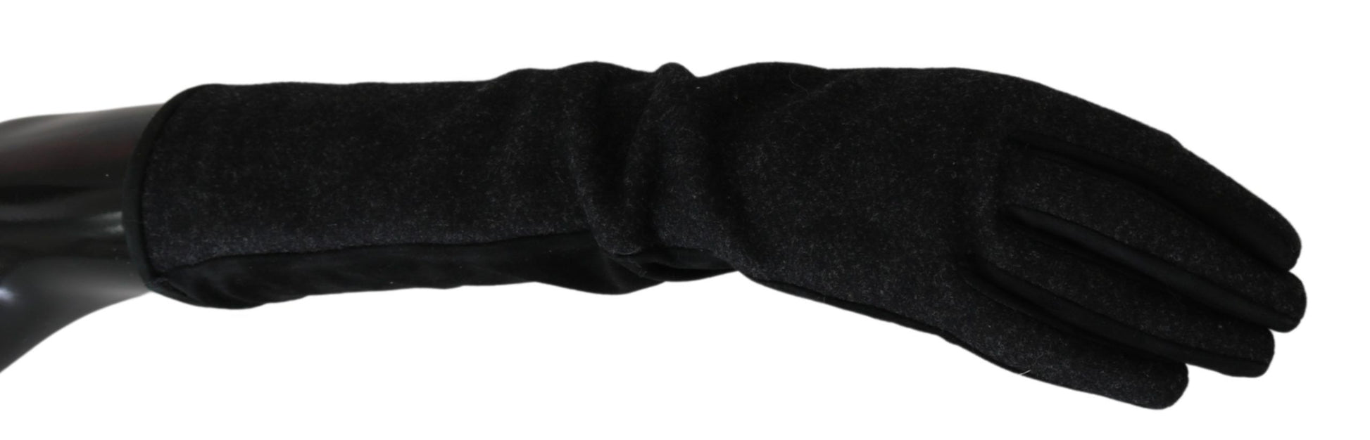 Dolce & Gabbana Elegant Mid-Length Wool Gloves in Black - KALAJ