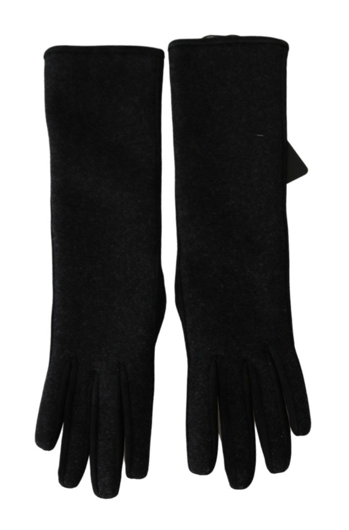 Dolce & Gabbana Elegant Mid-Length Wool Gloves in Black - KALAJ