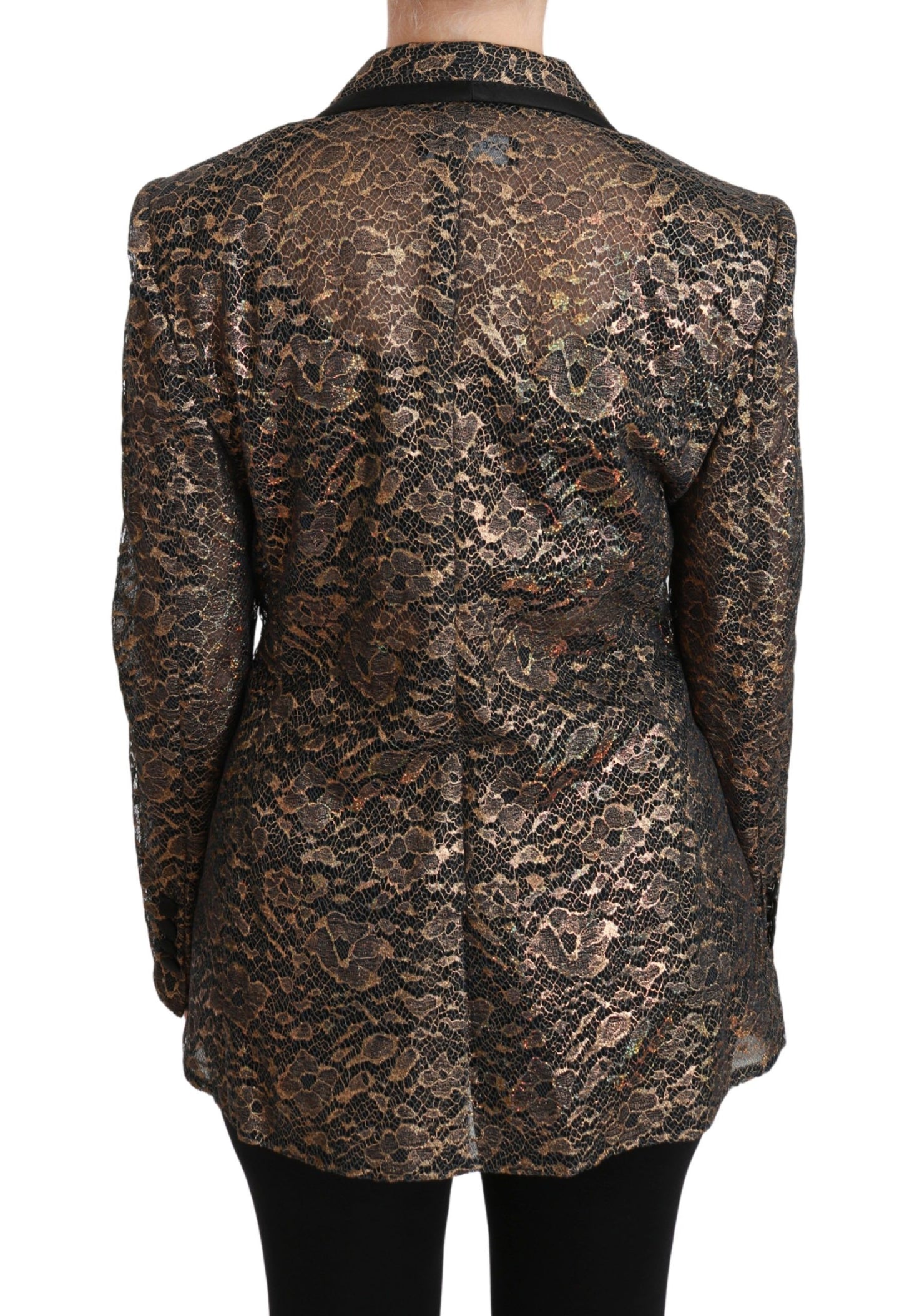 Dolce & Gabbana Elegant Gold Floral Lace Blazer Jacket