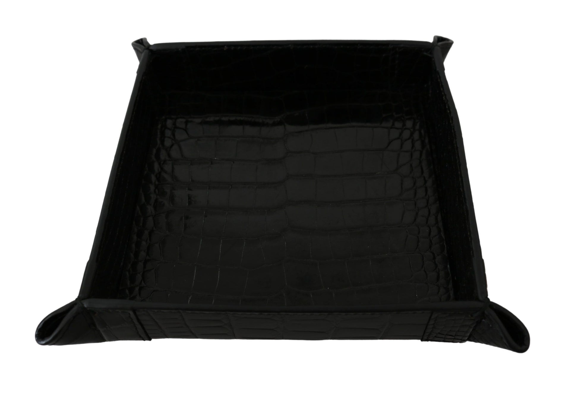 Dolce & Gabbana Elegant Black Exotic Skin Entry Tray - KALAJ